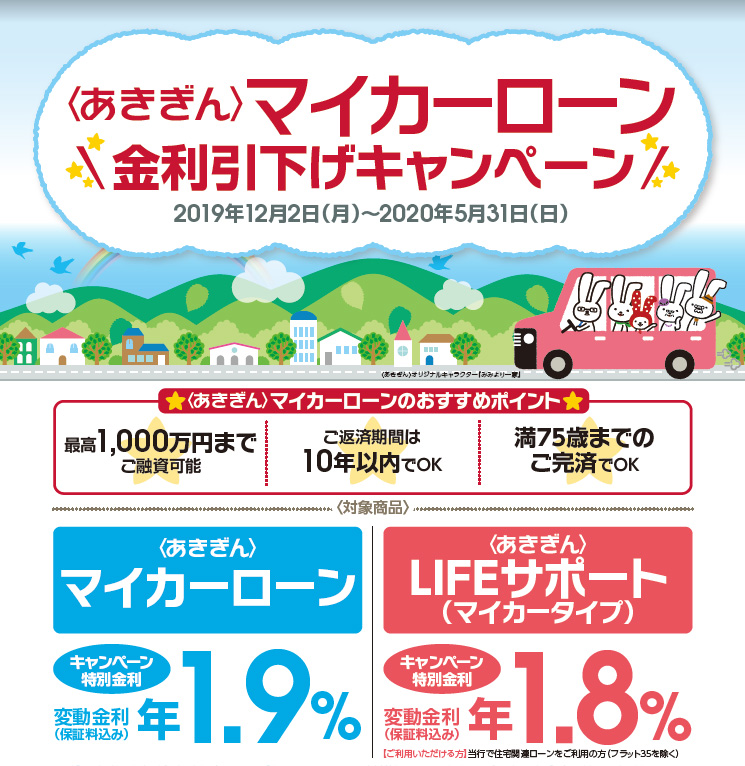 〈あきぎん〉マイカーローン 金利引下げキャンペーン