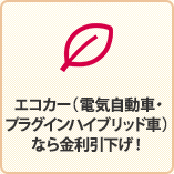 エコカー（電気自動車・ プラグインハイブリッド車） なら金利引下げ！